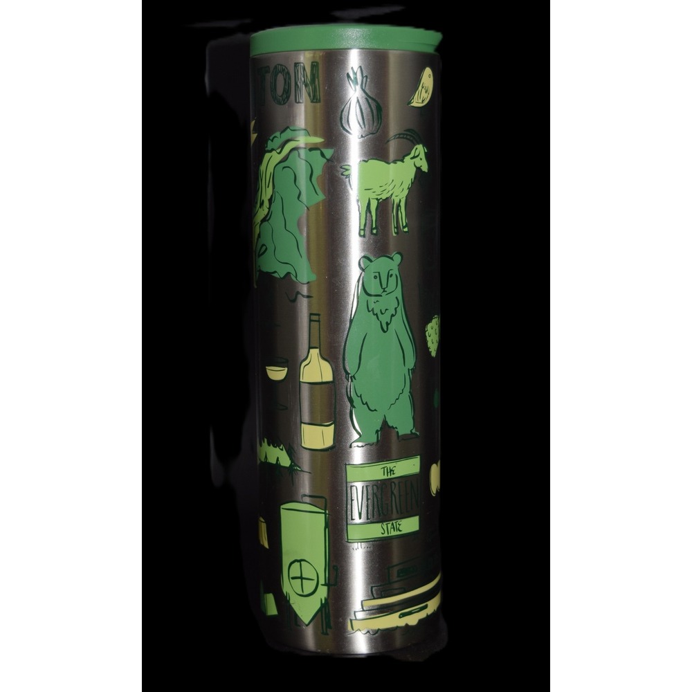 Starbucks Washington The Evergreen State Tumbler 16oz Silver Green Good Bigfoot